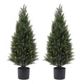 3ft(35   ) Artificial Cedar Outdoor Artificial Shrub Sunlight Resistant Leafy Potted Plant for Indoor Porch of Home and Office A