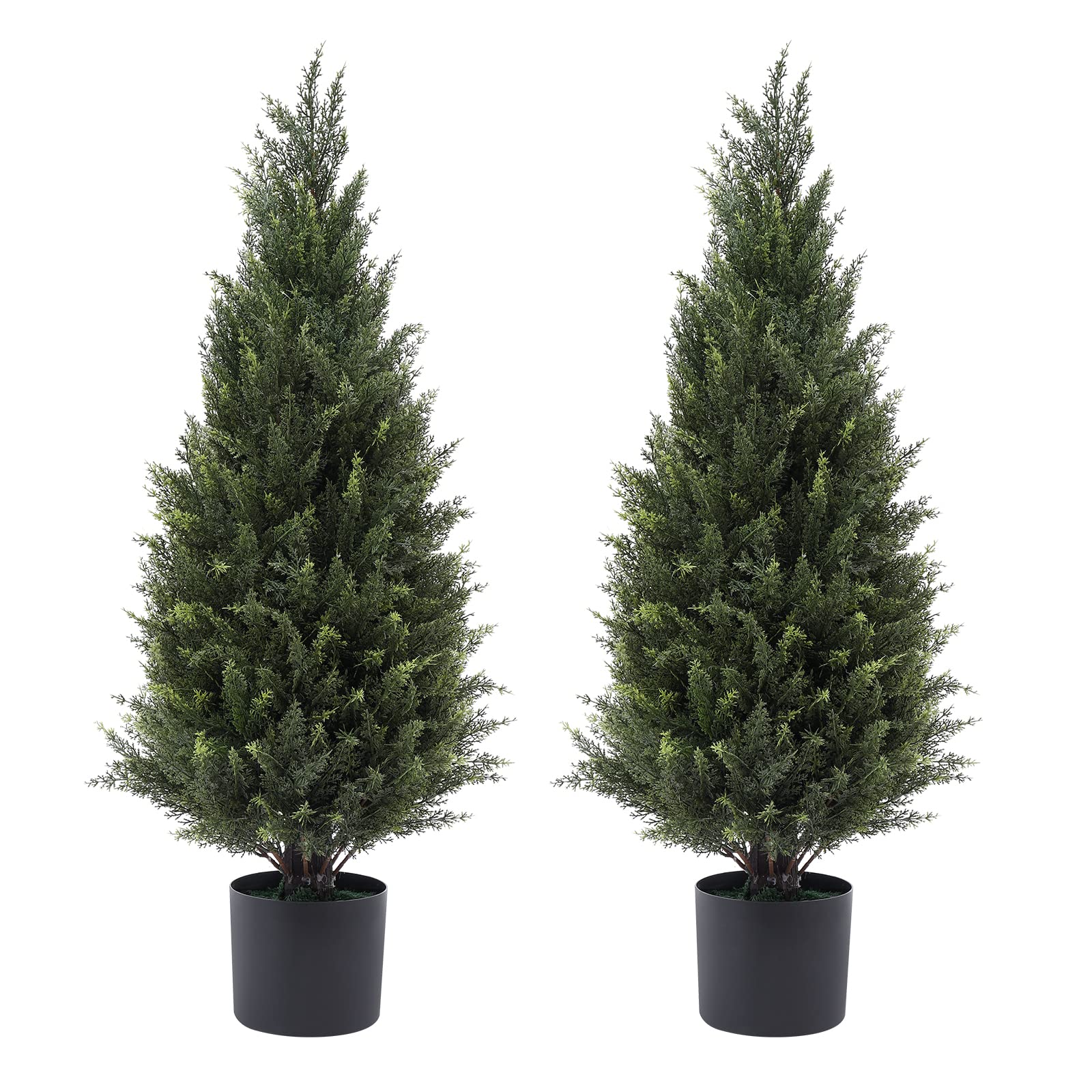 3ft(35   ) Artificial Cedar Outdoor Artificial Shrub Sunlight Resistant Leafy Potted Plant for Indoor Porch of Home and Office A