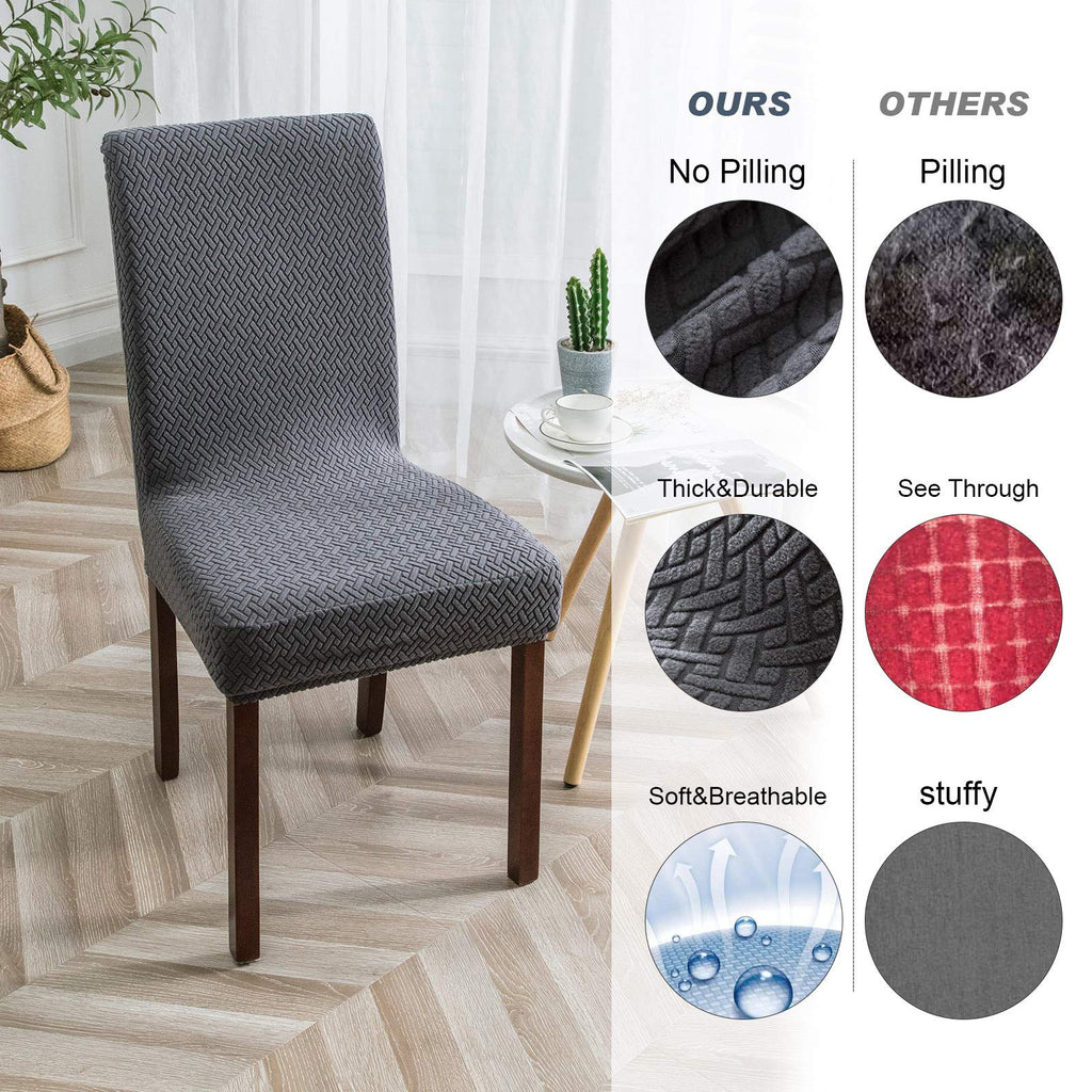 Genina Chair Covers For Dining Room Chair Covers Dining Chair Slipcovers Stretch Kitchen Parsons Chair Covers (Dark Gray, 6 Pcs)