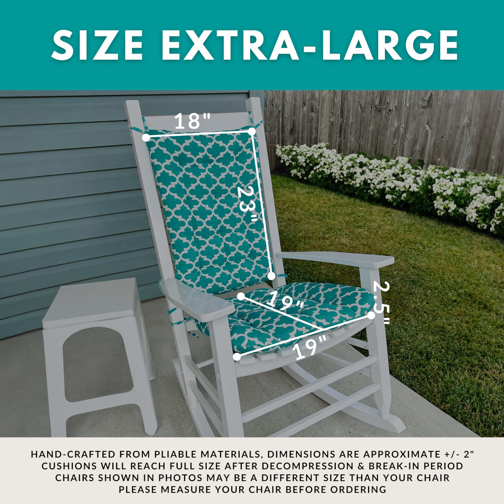 Rave Pacific Blue Porch Rocker Cushions - Extra-Large - Indoor-Outdoor, Fade Resistant, Weather Resistant - Latex Foam Fill Rock