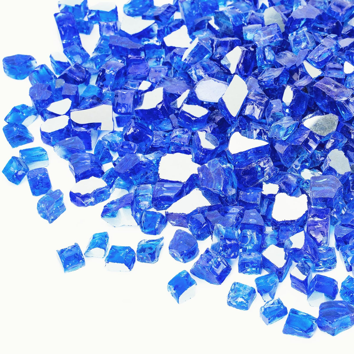 Mr. Fireglass 20 Pounds Cobalt Blue Reflective Fire Glass, 1/2 Inch High Luster Tempered Glass Rocks For Fire Pit Table Fireplac