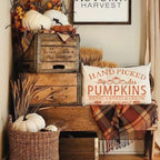 Fall Pillow Covers 12X20 Inch Hand Picked Pumpkin Lumbar Throw Pillow For Fall Farmhouse Decorations Fall Pillows Outdoor Decora