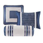 Madison Park Cozy Comforter Set-Deluxe Hotel Collection, All Season Down Alternative Luxury Bedding With Matching Shams, Decorative Pillows, King(104'X92'), Genevieve, Navy 7 Piece