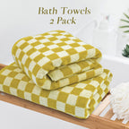 Jacquotha Luxury Bath Towels Fall - Cotton Bathroom Towel Sets Checkered Towels, Pack Of 2 Towels For Body Drying 55X27.5 Inches