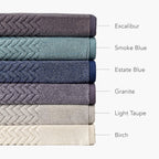 Texere 100% Organic Cotton Jacquard 650 Gsm Premium Bath Towel Sets - Extra Absorbent Quick Dry And Plush (Cable, Estate Blue, 2