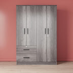 Better Home Products Luna Modern Wood 4 Doors 2 Drawers Armoire in Gray
