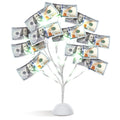 MEIN SCHATZ Money Tree Gift Card Holder with 10 Clips & LED Lighted Tips - White Money Tree Gift Holder for Cash - Ideal Present