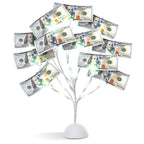 MEIN SCHATZ Money Tree Gift Card Holder with 10 Clips & LED Lighted Tips - White Money Tree Gift Holder for Cash - Ideal Present
