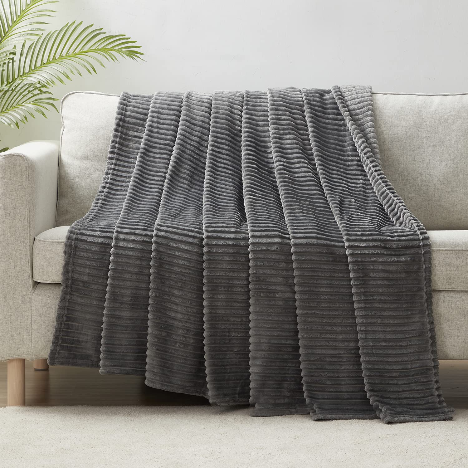 Nestl Grey Throw Blanket For Couch - Fuzzy Blankets And Throws For Sofa, Warm Throw Blankets, Soft Throw Blanket, Lightweight Cu