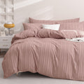 Jellymoni Pink Duvet Cover Full Size - 3Pcs Microfiber Tufted Duvet Cover Set, Boho Striped Tufted Textured Duvet Cover With Cor