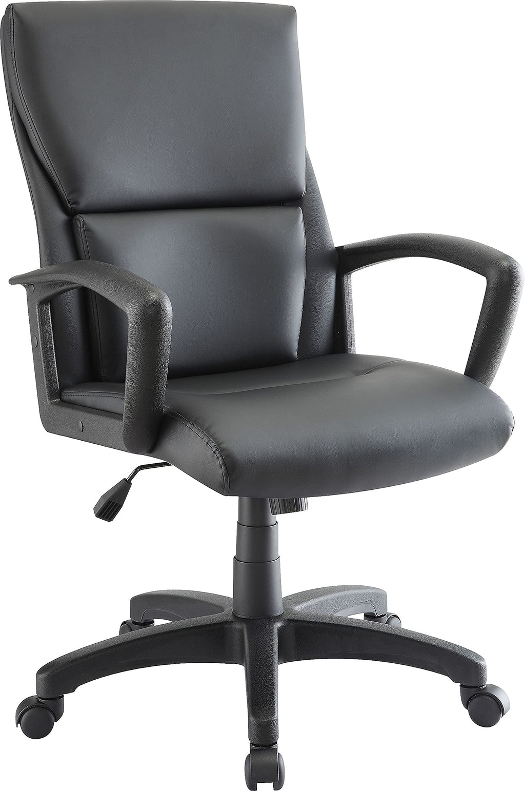 Lorell Euro Design Leather Executive Mid-Back Chair, Black