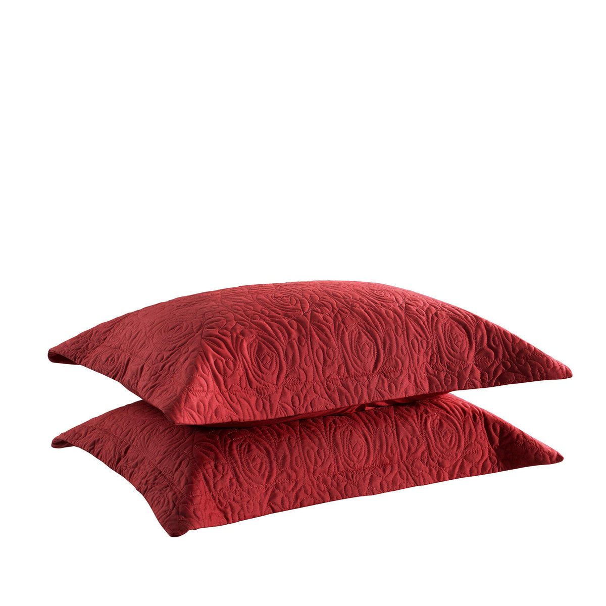 Marcielo 2-Piece Embroidered Pillow Shams, King Decorative Microfiber Pillow Shams Set, King Size (Red)