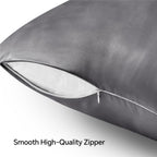 Bedelite Satin Pillowcase With Zipper, Dark Grey King Size Pillow Cases Set Of 2, Super Soft And Cooling Similar To Silk Pillow