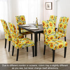 Jqinhome Pattern Chair Covers For Dining Room Set Of 6, High Stretch Removable Washable Parsons Chair Slipcover For Home Party Hotel Wedding Ceremony (Sunflower,6Pcs)