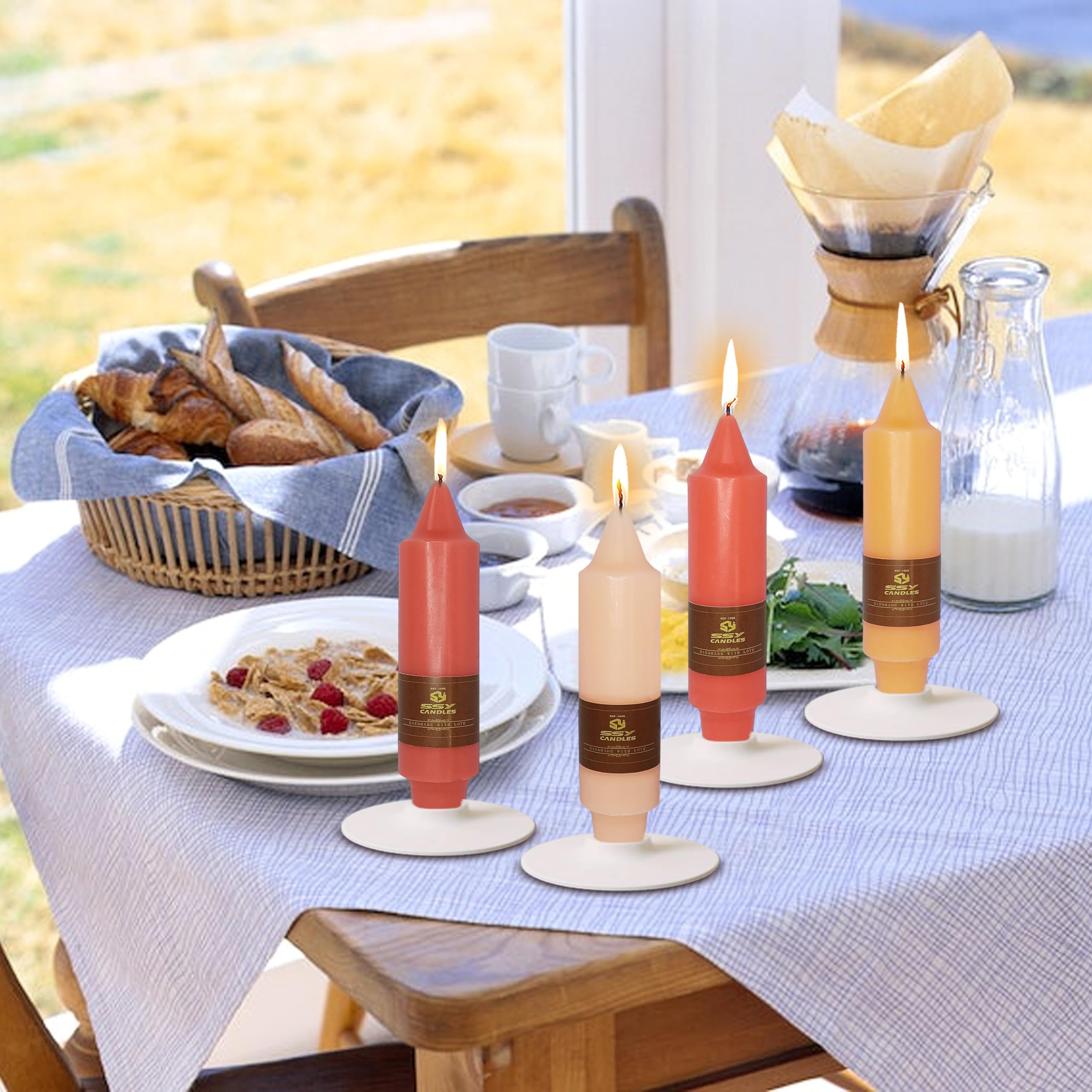 4 Pcs Gradient Colored Taper Candlesticks Orange Taper Candle For Halloween Thanksgiving Day Dinner Household D  Cor Candlestick