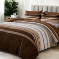 Dobuyly Brown Comforter Queen Size 7 Pieces, Boho Striped Bed In A Bag Set Soft Microfiber Fall Bedding Set With Comforter, Shee