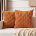 Kevin Textile Throw Pillow Covers Soft Corduroy Decorative Set Of 2 Boho Striped Pillow Covers Pillowcases Farmhouse Home Decor For Couch Bed Sofa Living Room 20X20 Inch Orange Yellow