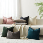 Juspurbet Set Of 2 Dark Grey Chenille Lumbar Throw Pillow Covers 16X24 Inch Soft Textured Decorative Cushion Cases For Couch Sof