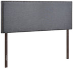 Modway Region Linen Fabric Upholstered Queen Headboard in Smoke with Nailhead Trim