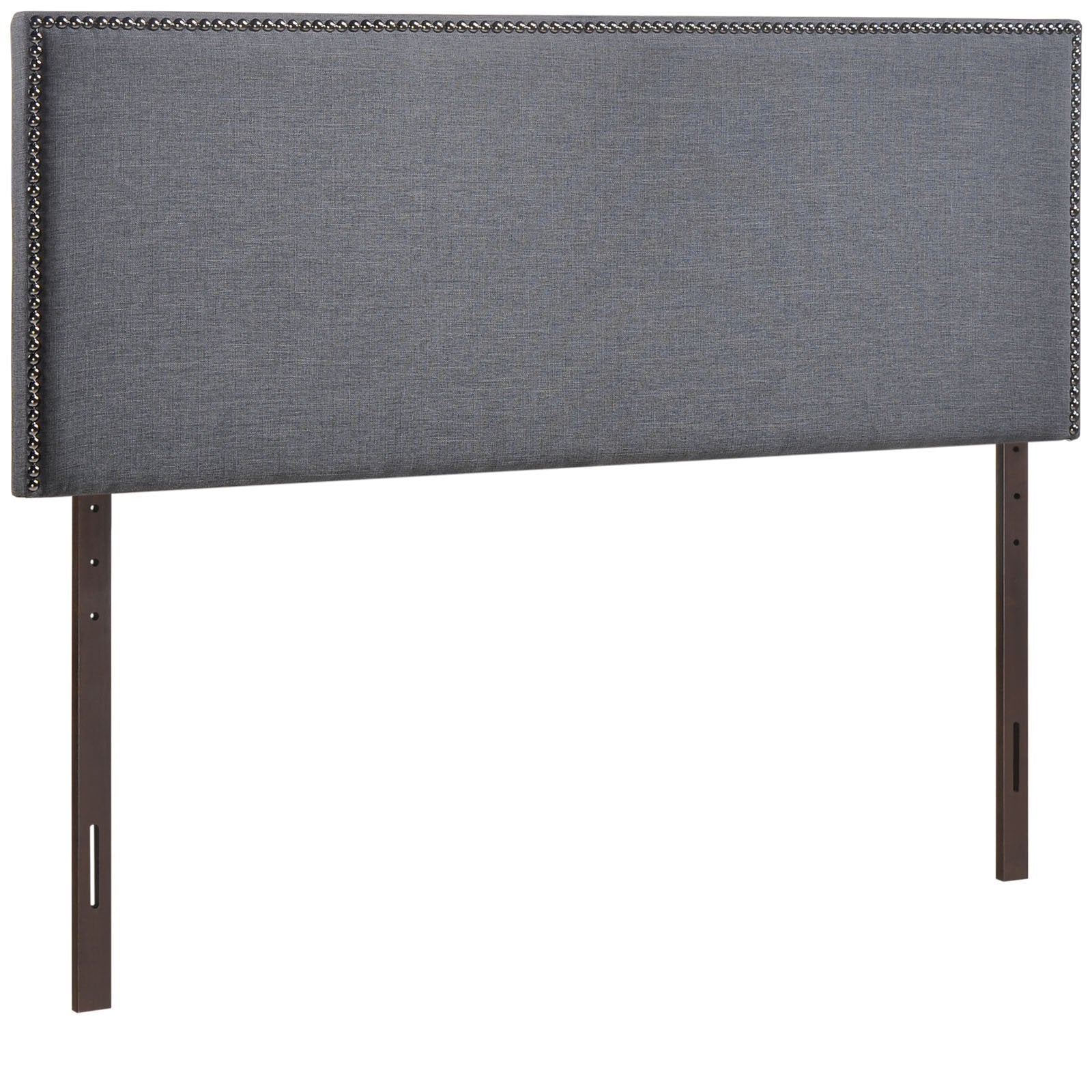 Modway Region Linen Fabric Upholstered Queen Headboard in Smoke with Nailhead Trim