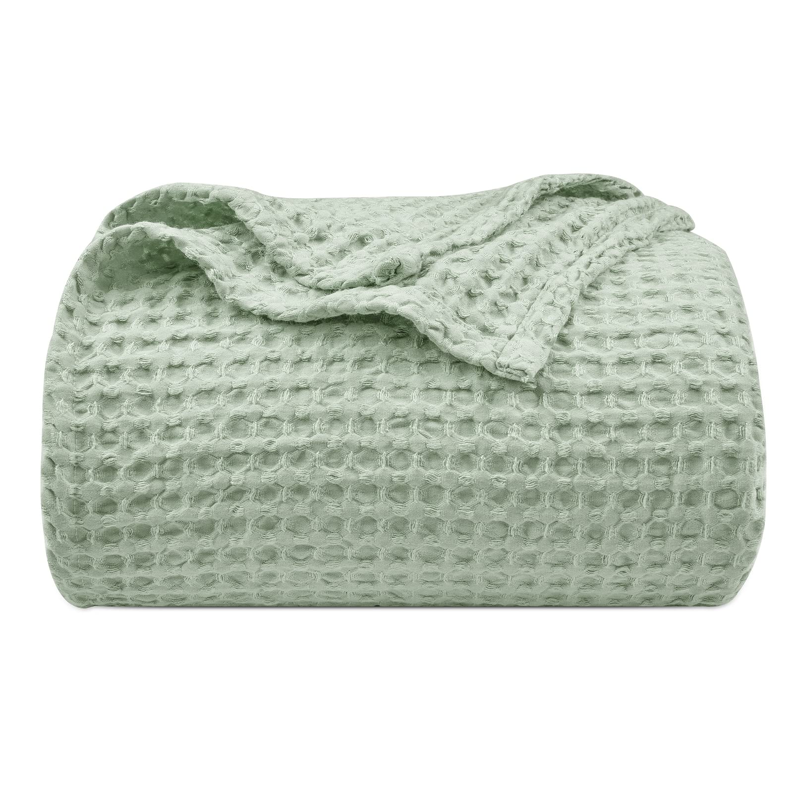Phf Ultra Soft Waffle Weave Blanket King Size 104'X 90'- Washed Lightweight Breathable Cozy Woven Blanket For All Season - Gre