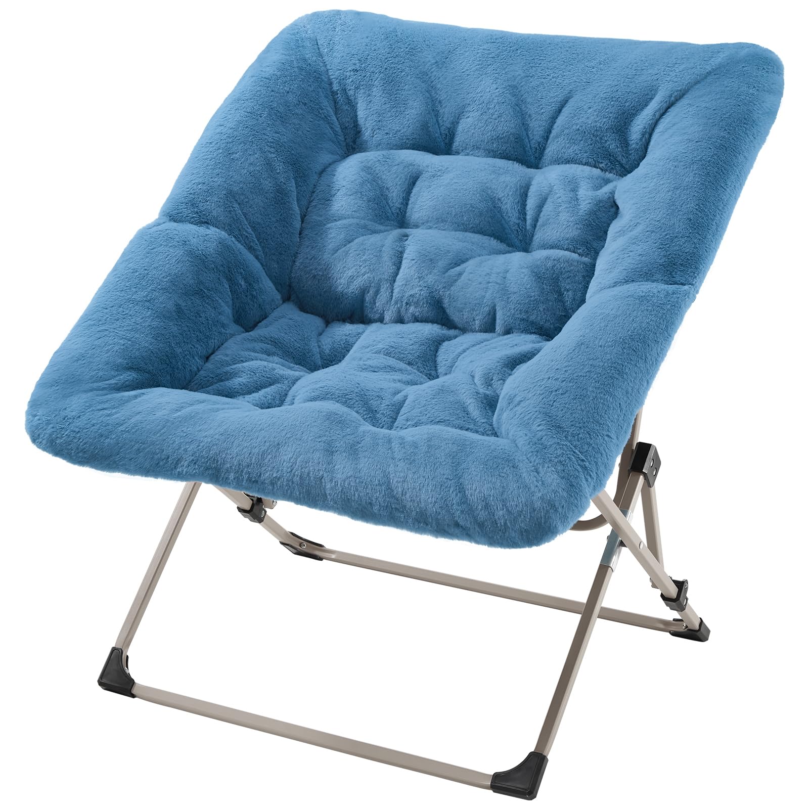 Oakham Comfy Chair For Adults, Soft Faux Fur Folding Lounge For Bedroom Living Room Dorm Rooms Flexible Reading Chair For Teens Kids, X-Large Foldable (Faux Fur-Blue)