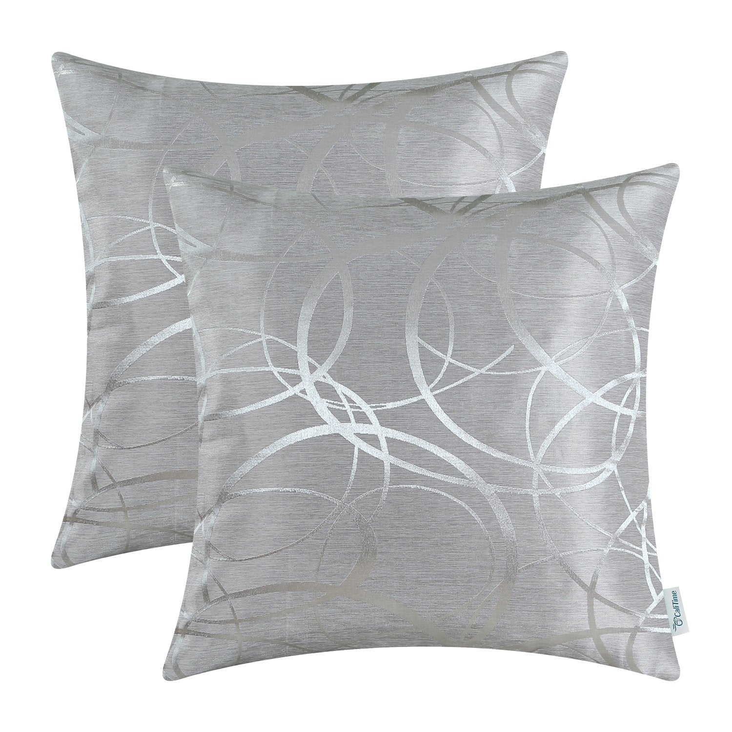 Calitime Throw Pillow Covers Pack Of 2 Modern Shining & Dull Contrast Circles Rings Accent Geometric Cushion Cases Shells For Co