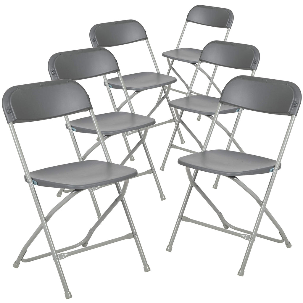 Flash Furniture Hercules™ Series Plastic Folding Chair - Grey - 6 Pack 650Lb Weight Capacity Comfortable Event Chair-Lightweight Folding Chair