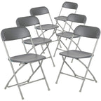Flash Furniture Hercules™ Series Plastic Folding Chair - Grey - 6 Pack 650Lb Weight Capacity Comfortable Event Chair-Lightweight Folding Chair