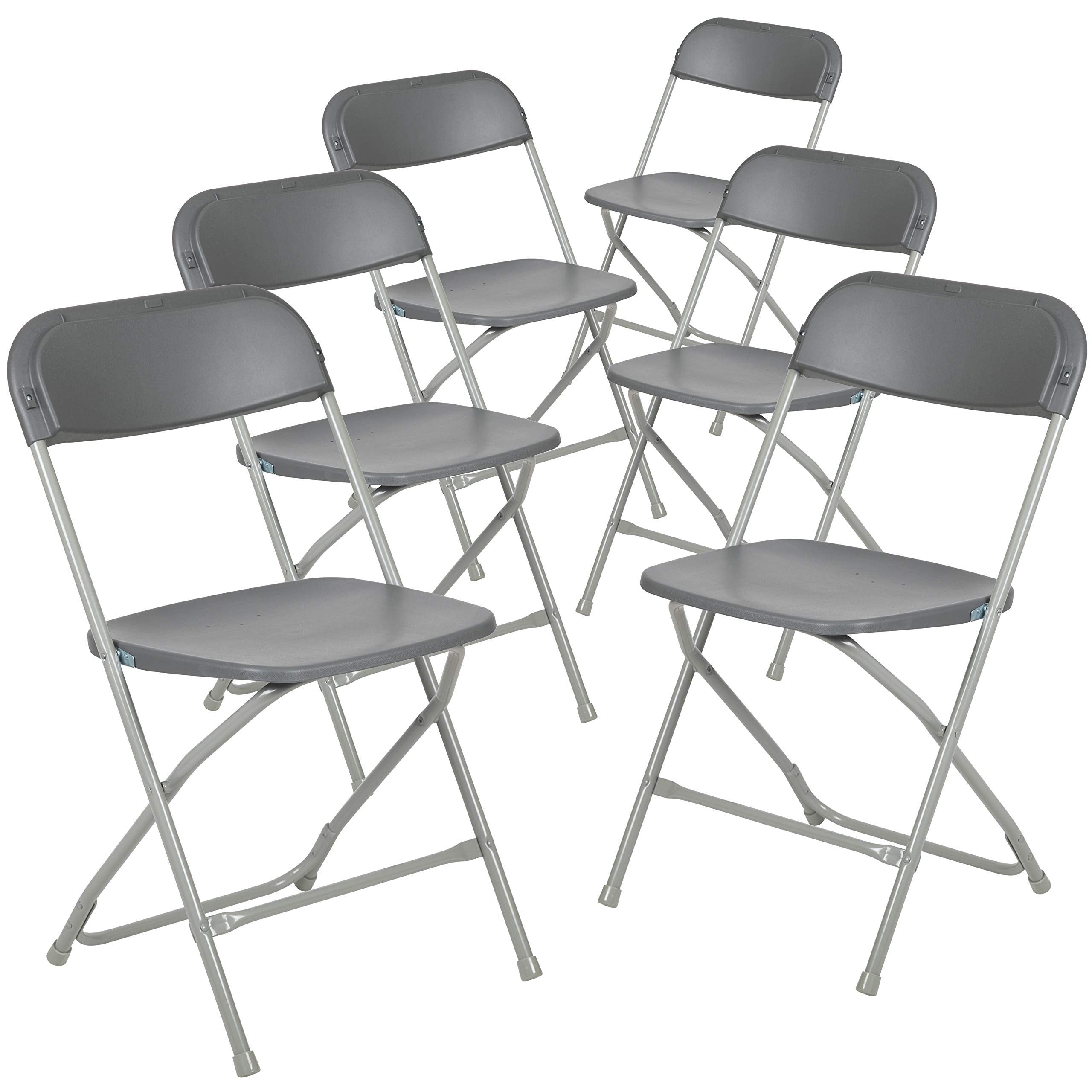 Flash Furniture Hercules™ Series Plastic Folding Chair - Grey - 6 Pack 650Lb Weight Capacity Comfortable Event Chair-Lightweight Folding Chair