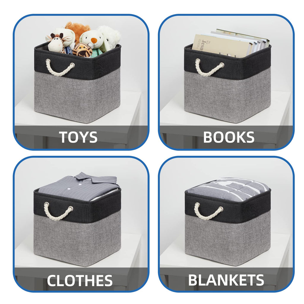 Temary Baskets 4 Pack Fabric Storage Cube Storage Baskets 13X13X13 Storage Cube Bins For Shelves With Handles, Basket For Organi