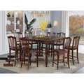 East West Furniture CHEL9-MAH-W 9 Piece Counter Height Dining Table Set Includes a Square Kitchen Table with Butterfly Leaf and 8 Dining Chairs, 54x54 Inch, Mahogany