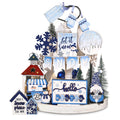 Kajaia 15 Pcs Winter Tiered Tray Decor Set Snow Snowman Table Wooden Signs Warm Winter Tabletop Wooden Block Sign Holiday Table 