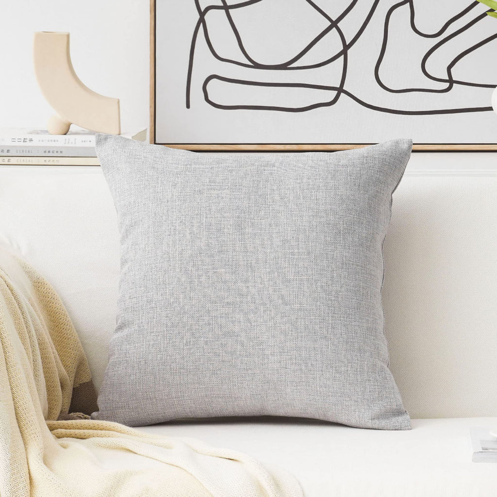 Home Brilliant Grey Throw Pillow Cover Decorative Throw Pillow Case Lined Linen for Bed Couch Sofa, 20x20(50cm), Light Grey