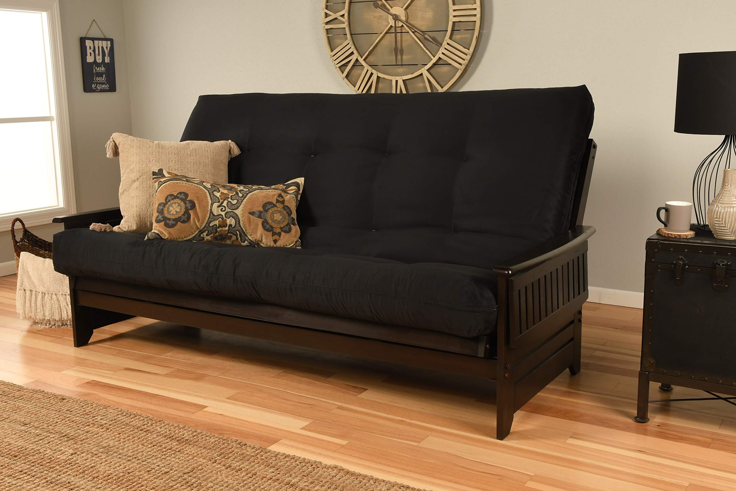 Kodiak Furniture Phoenix Queen Futon Set, Suede Black Mattress