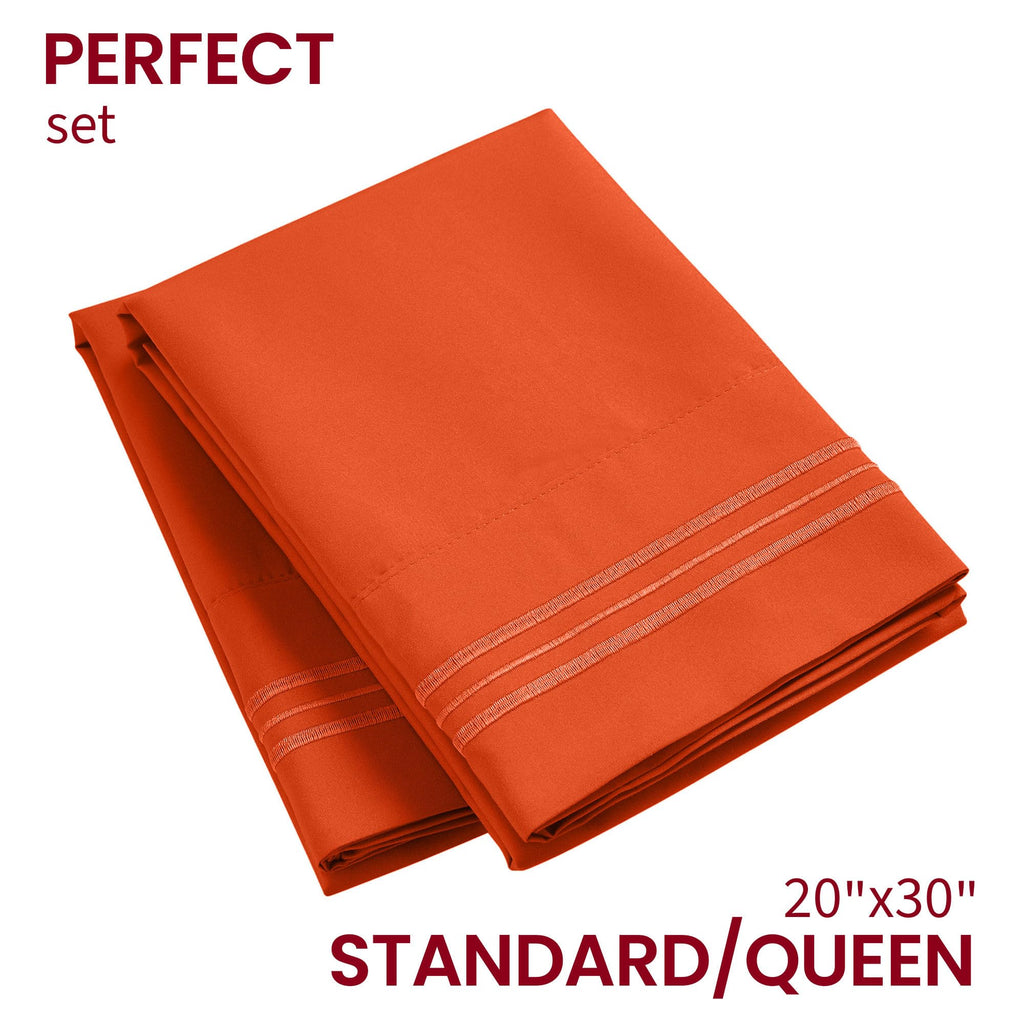 Mellanni Pillow Cases - 2 Pc Iconic Collection Pillowcases - Luxury, Extra Soft, Cooling Pillow Covers - Envelope Closure (Standard/Queen 20' X 30', Poppy Orange)