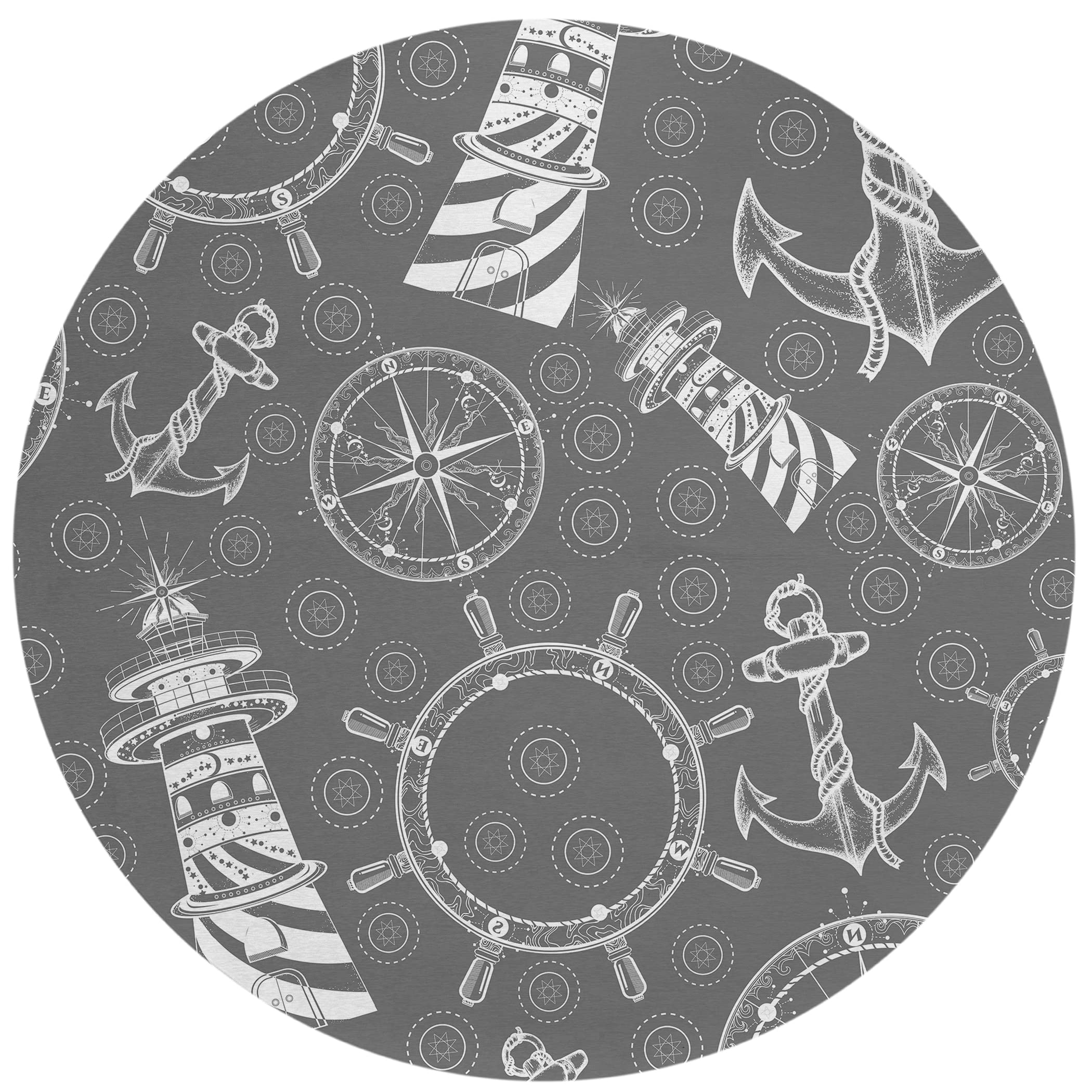 Addison Rugs Harpswell Ahp39 Smoke 8' X 8' Indoor Outdoor Round Rug, Easy Clean, Machine Washable, Non Shedding, Bedroom, Living Room, Dining Room, Kitchen, Patio Rug Rug