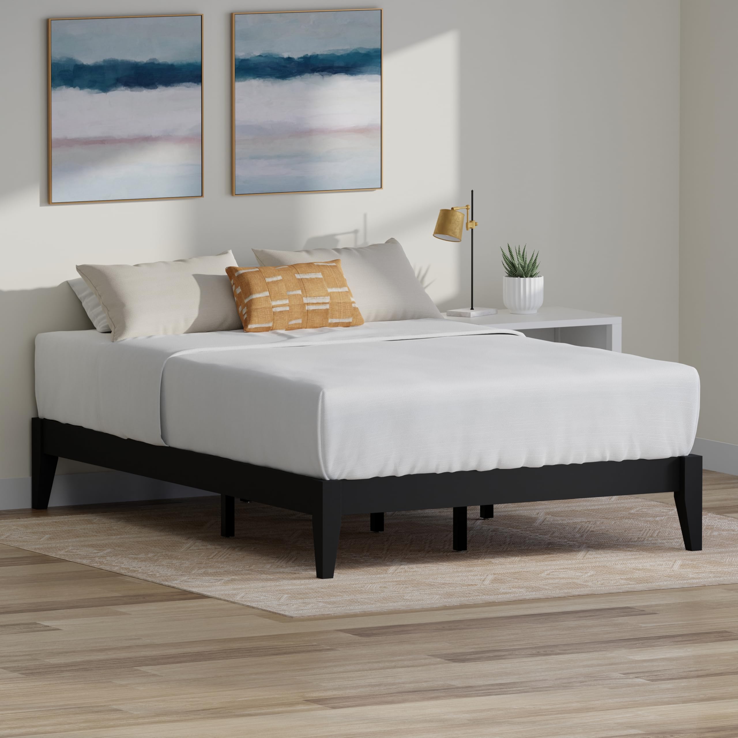 Serene Farmhouse Style Full Wood Bed Frame - Black