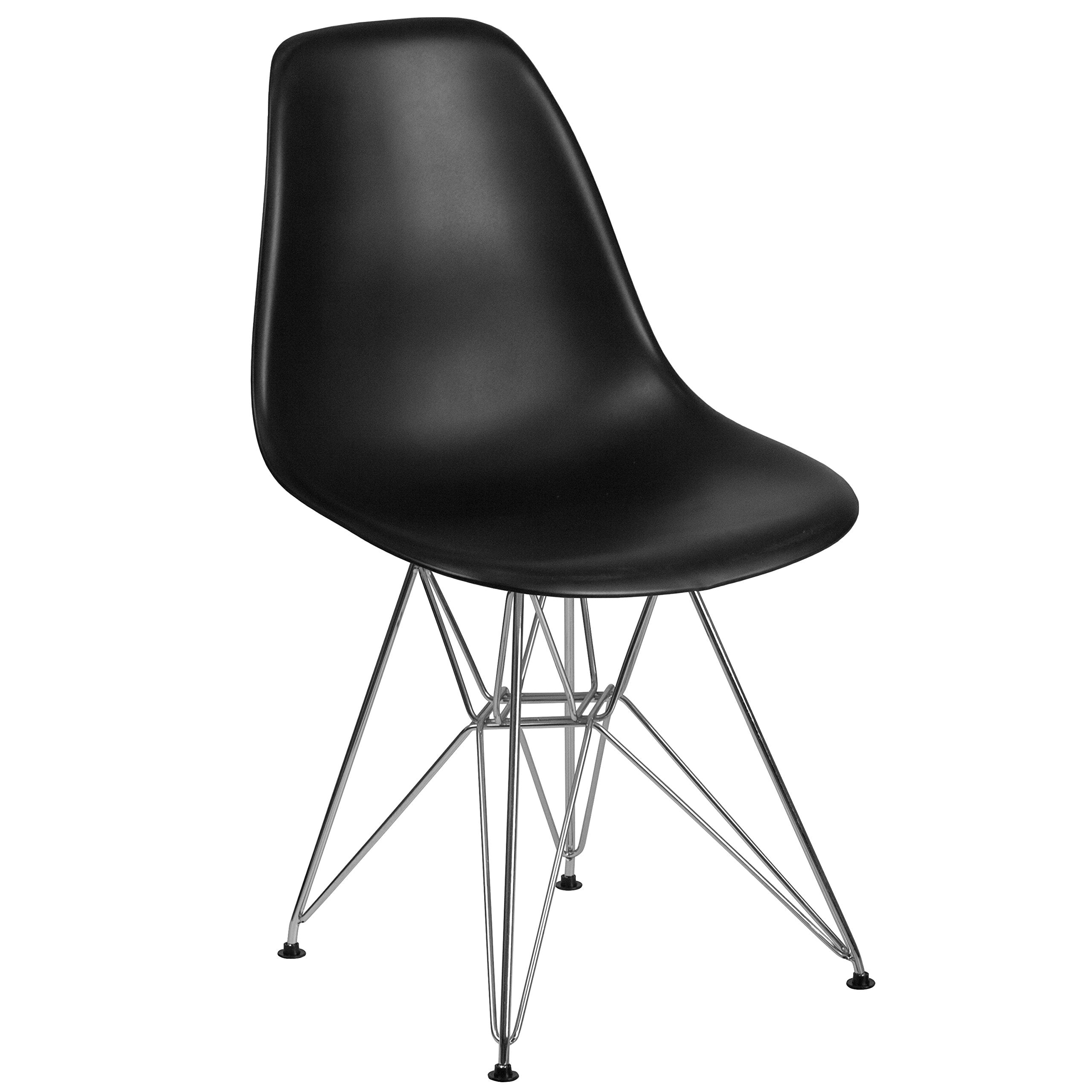 Flash Furniture Elon Series Black Plastic Chair With Chrome Base