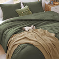 Wrensonge Olive Green Queen Size Comforter Sets, 3 Piece Soft Fluffy Queen Comforter Set (1 Queen Comforter With 2 Pillow Shams)