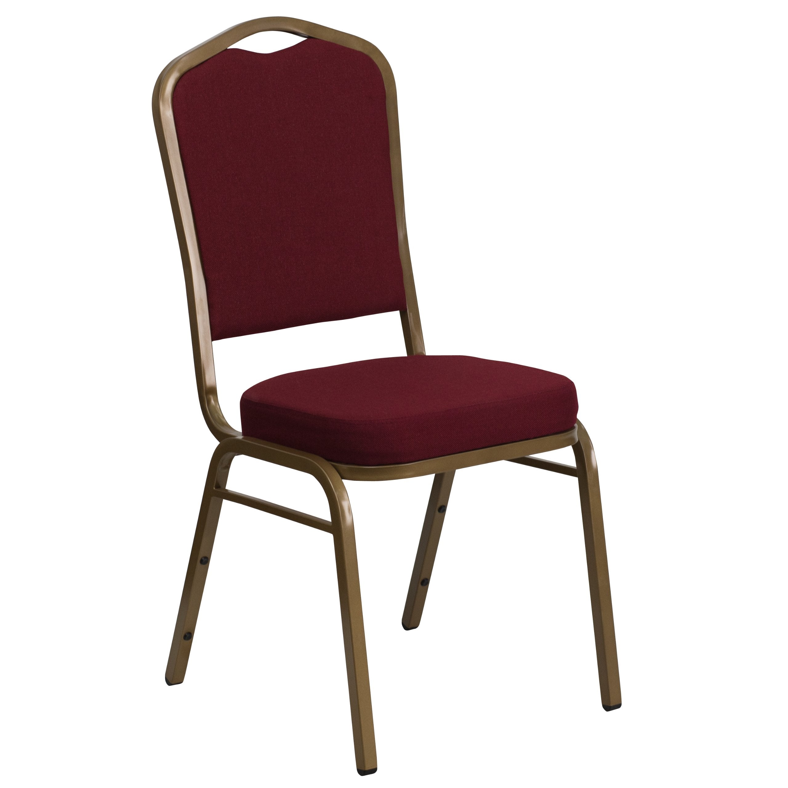 Flash Furniture HERCULES Series Crown Back Stacking Banquet Chair in Burgundy Fabric - Gold Frame