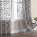 Owenie Furman Grey Sheer Curtains 72 Inches Long 2 Panels Set, Light Filtering Top Rod Pocket Semi Sheer Curtains For Door Panel