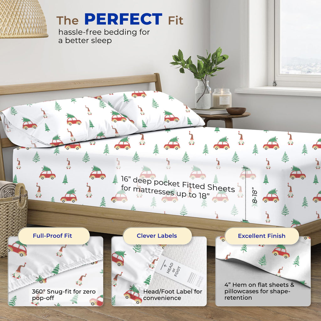 Thread Spread 100% Egyptian Cotton Printed Sheets California King Size - 4 Pc 600 Thread Count Cotton Printed Sheets Set For Cal King Bed (Teal), Soft, Cooling, Luxury Hotel 16' Deep Pocket Bedsheet
