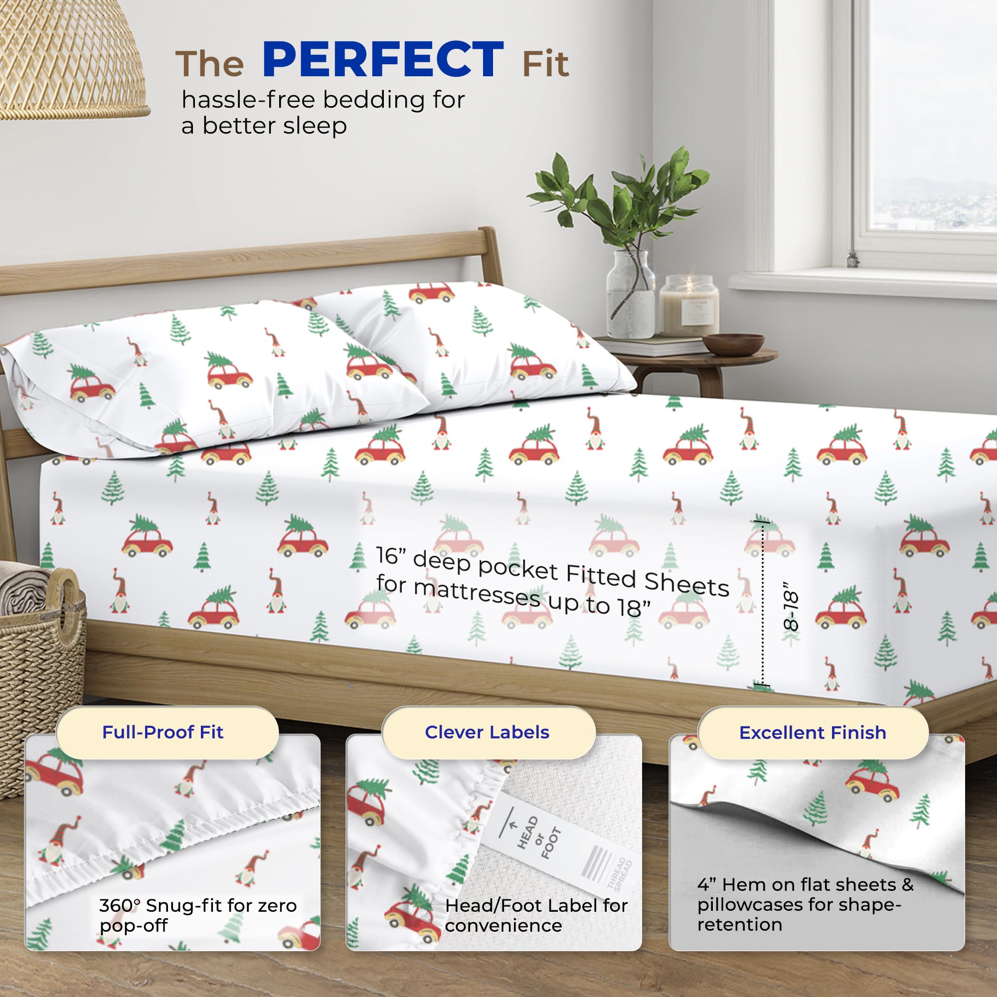 Thread Spread 100% Egyptian Cotton Printed Sheets California King Size - 4 Pc 600 Thread Count Cotton Printed Sheets Set For Cal King Bed (Teal), Soft, Cooling, Luxury Hotel 16' Deep Pocket Bedsheet