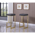 Best Master Furniture Dorrington Faux Leather Backless Bar Stool in Gray/Gold (Set of 2)