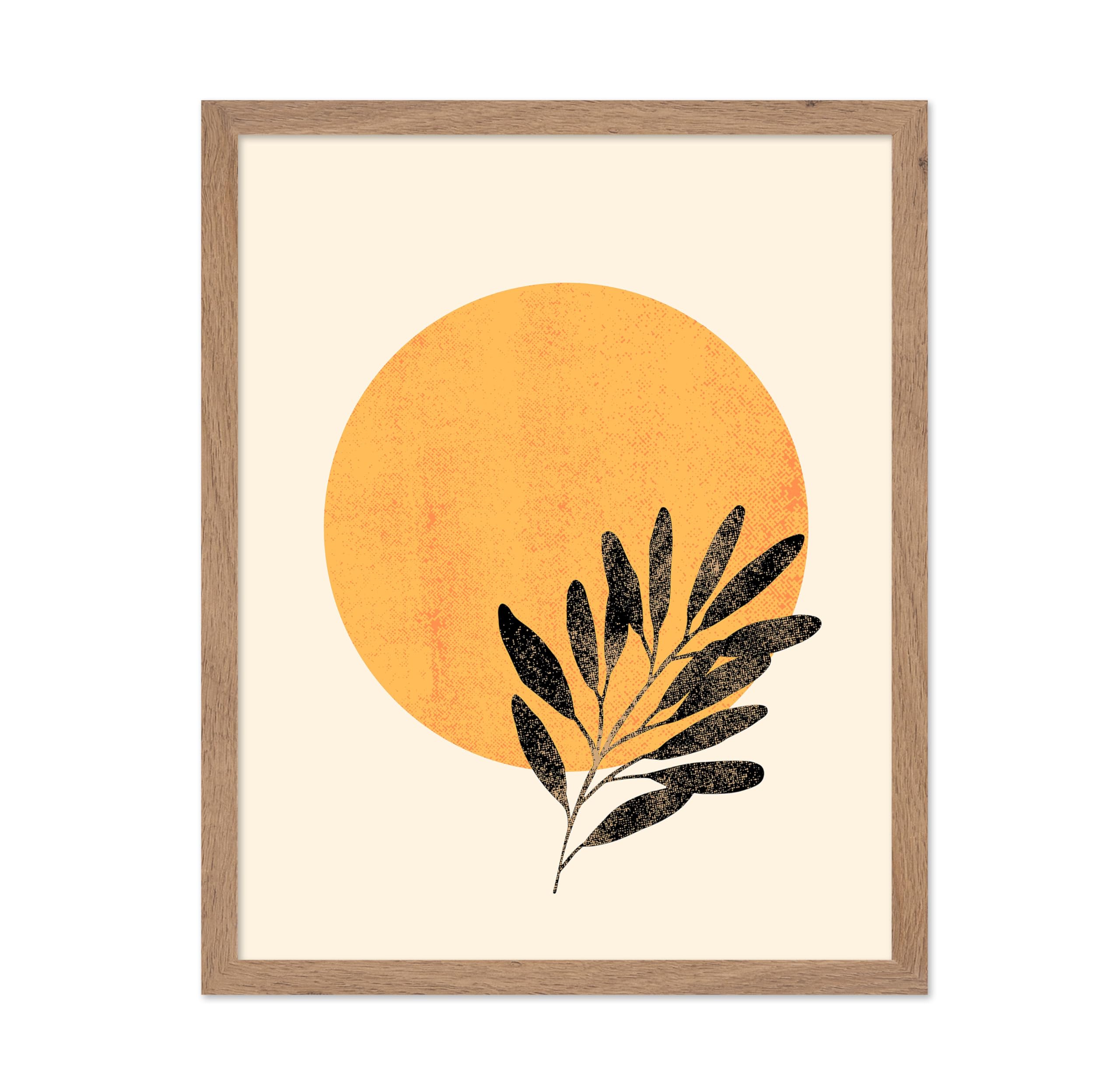 Poster Master Vintage Abstract Boho Poster - Retro Minimalist Print - Gift for Artist, Housewarming - Sun, Plant, Orange - Wall 