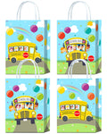 YanZonic 16Pcs School Bus Decorations Goodie Bags - Back to School Party Favor Bags for School Bus Birthday Party Decorations, S