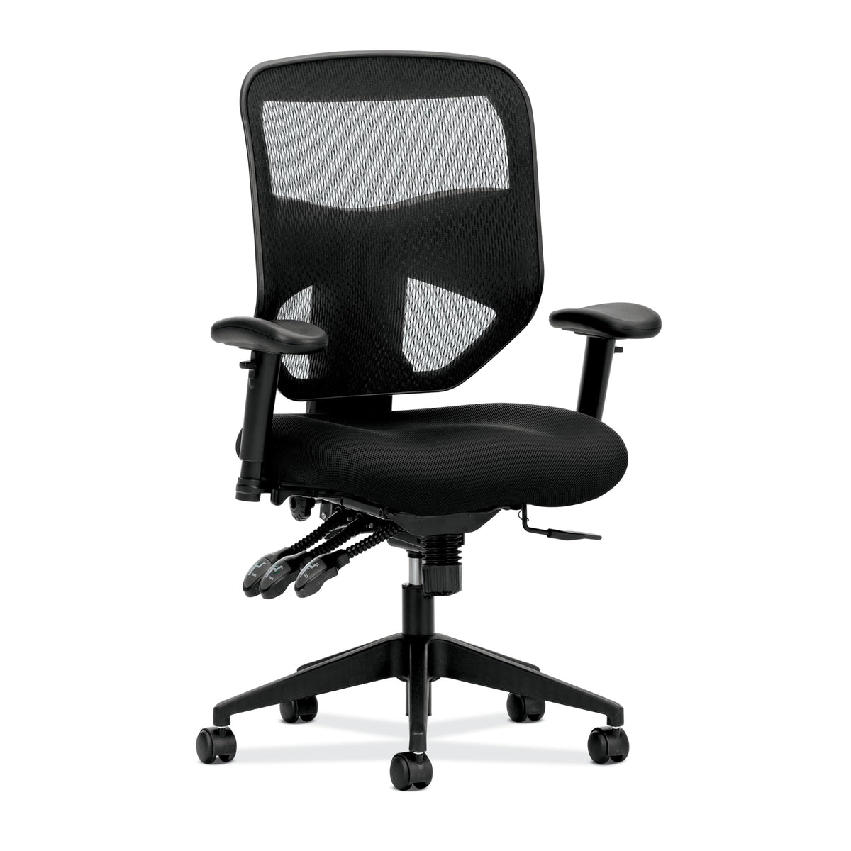 HON Prominent High Back Office Chair Mesh Desk Chair With Wheels and Arms - Ergonomic Office Chair with Adjustable ASynchro-Tilt Recline, Home Office Swivel Chair Comfortable for Long Hours - Black