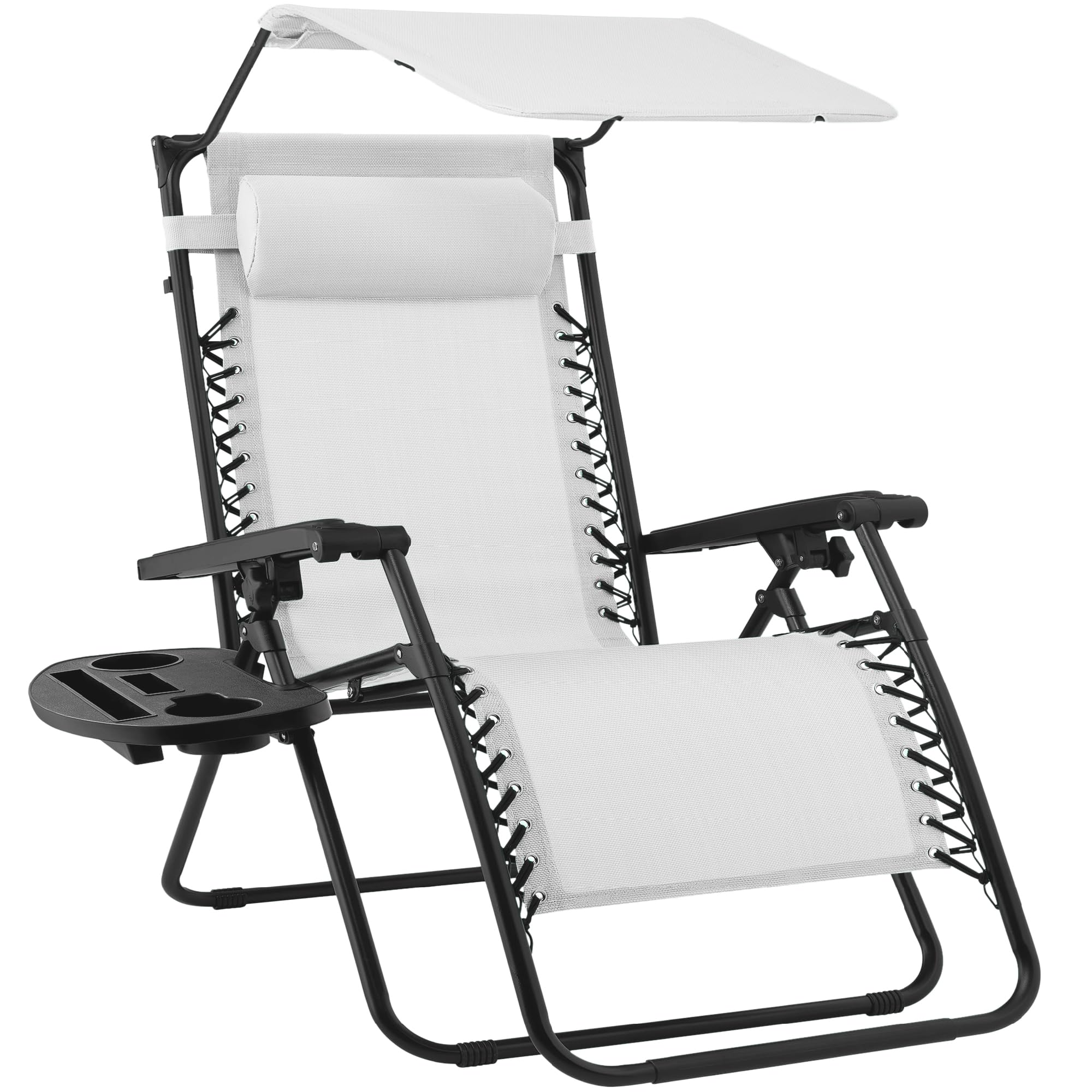 Best Choice Products Folding Zero Gravity Outdoor Recliner Patio Lounge Chair w/Adjustable Canopy Shade, Headrest, Side Accessor