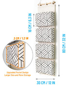 Crowned 2Pcs Over Door Hanging Storage Bags Wall Mount Closet Organizer, 4 Big Pockets Linen Cotton Fabric Living Room Bedroom B
